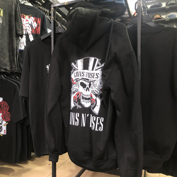 Sweater Hoodie GNR BAND - Guns N Roses Hoodie Hitam Casual Unisex Bahan Black Cotton Fleece | PULLOV