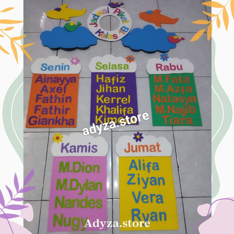adyza hiasan dinding kelas jadwal piket/jadwal pelajaran