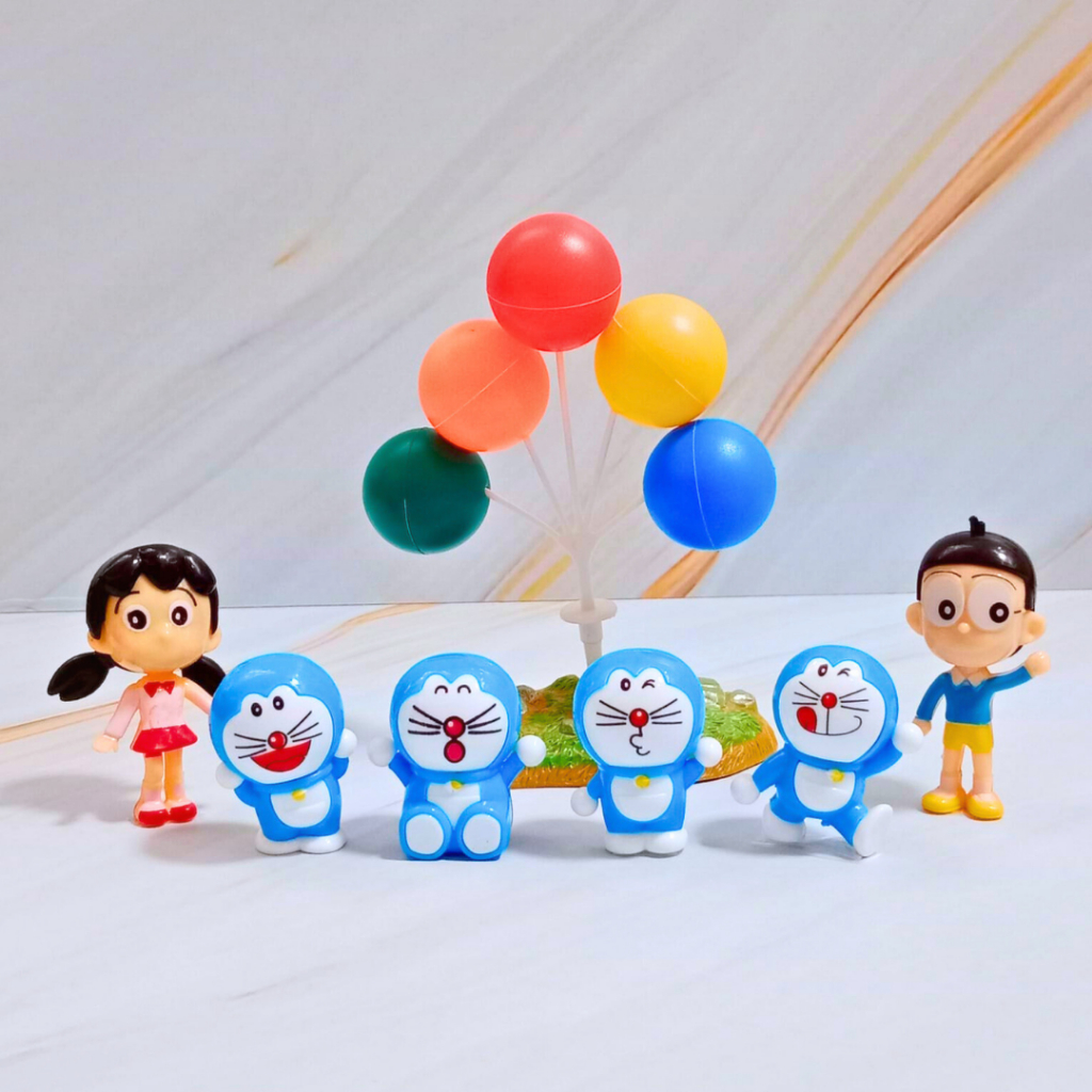 ( Isi 6 )Topper Dekorasi Cake Kue Kartun Figure Doraemon Nobita Shizuka