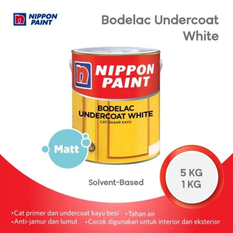 Nippon Paint Bodelac Undercoat White Cat Dasar Kayu Putih KEMASAN 1 KG & 5 KG Matte PRIMER PAINT