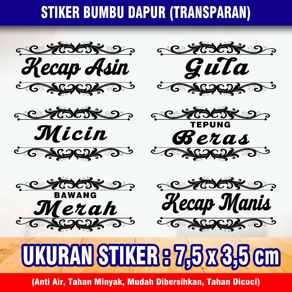 

STIKER BUMBU BENING/TRANSPARAN | LABEL BUMBU | STIKER BUMBU DAPUR | NAMA BUMBU | STIKER WATERPROOF