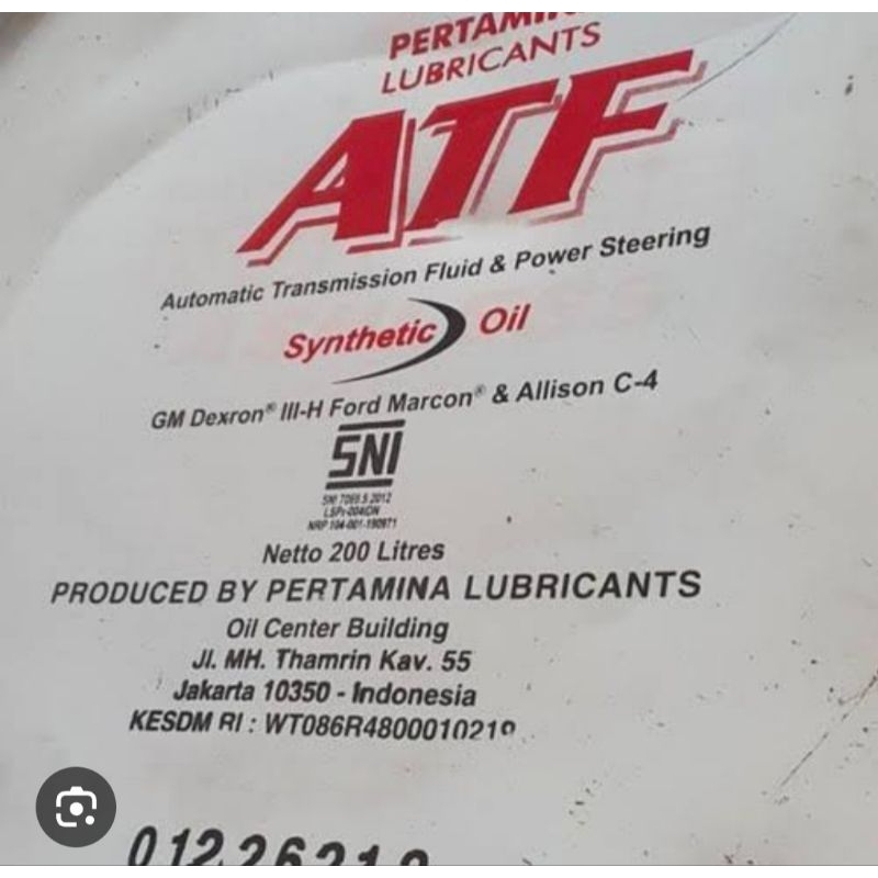 Oli Drum Pertamina ATF Automatic Transmission Fluid & Power Steering 200Liter