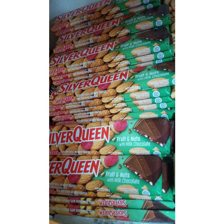 

Silverqueen 58gr fruit nut 55gr mede