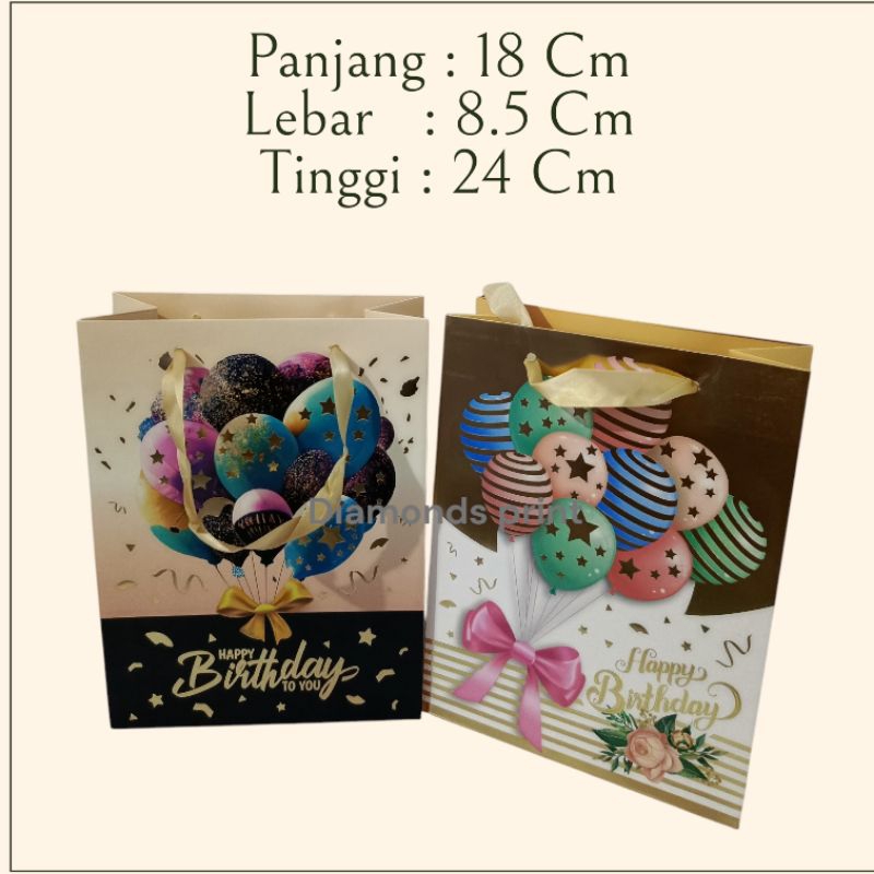 

Birthday Paperbag 18x24 | Paper Bag Ulang Tahun Premium | Kantong Kado Kertas | Tas Kertas Tebal
