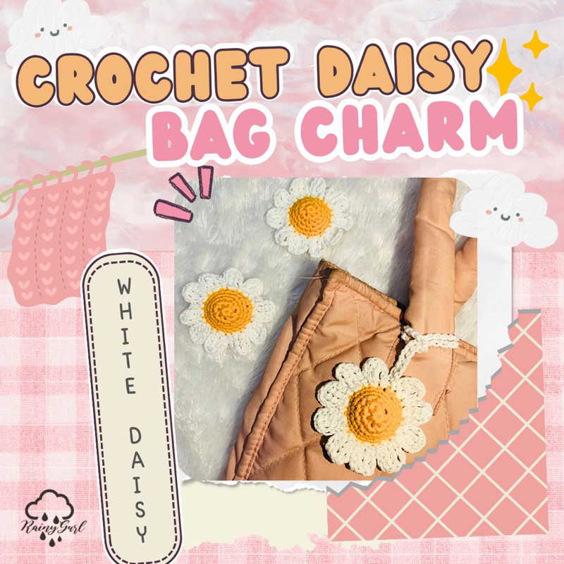 Crochet Daisy Bag Charm - Bag Charm Rajut