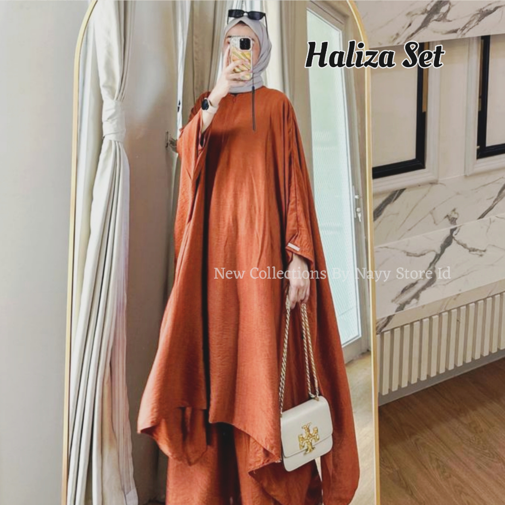 Baju Setelan Stelan Fashion One Haliza Set Rok Abaya Malayu Jumbo Muslim Wanita Terbaru Kekinian