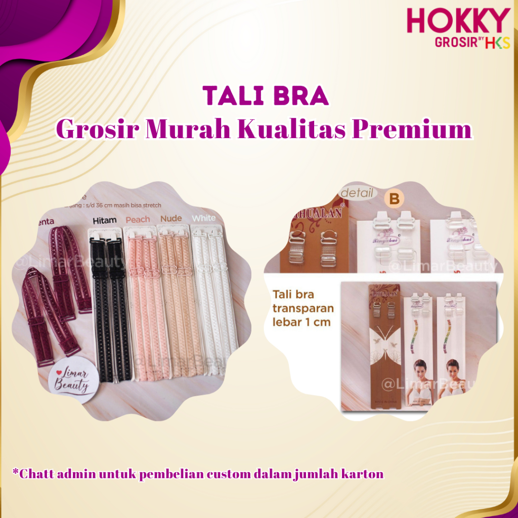 (GROSIR 1 LUSIN) Tali BH Bra Renda Tile Korean Strap Bra Lebar 2,5 cm Murah Premium Best Seller