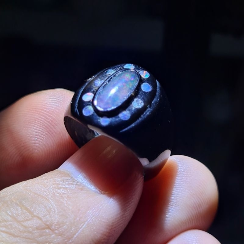 Batu Kalimaya Banten Kristal (Crystal Opal) Ring Tanduk K04