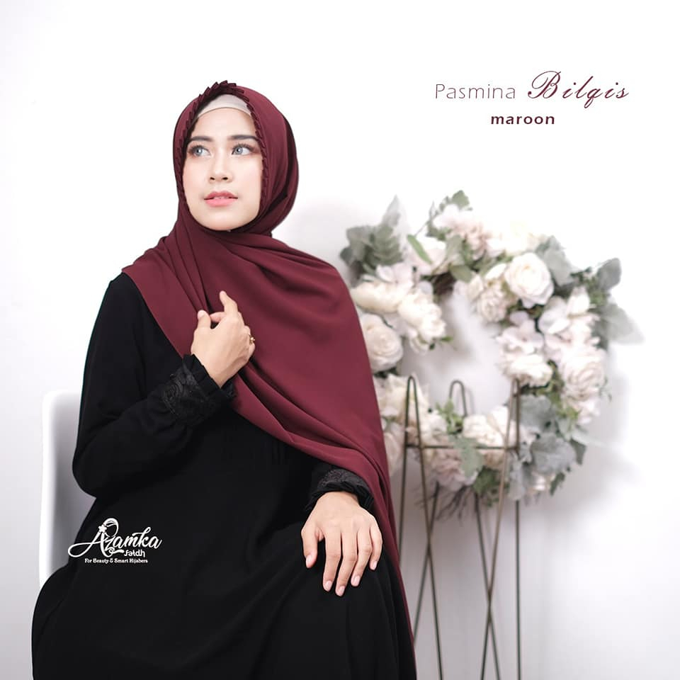Baru Azamka Hijab Pashmina Bilqis Kerudung Pasmina Tali Pad Daily Diamond Cerutty Premium