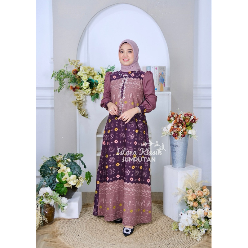GAMIS JUMPUTAN PALEMBANG AZELIA GAMIS JUMPUTAN RAYYA DRESS JUMPUTAN KOMBINASI BRUKAT GAMIS JUMPUTAN 
