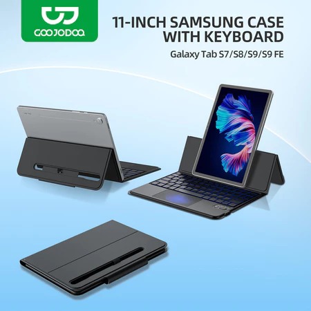 GOOJODOQ Samsung Magic Keyboard Case Wireless for S7/S8/S9/S9FE 11 inch and LED Screen Multi Gesture
