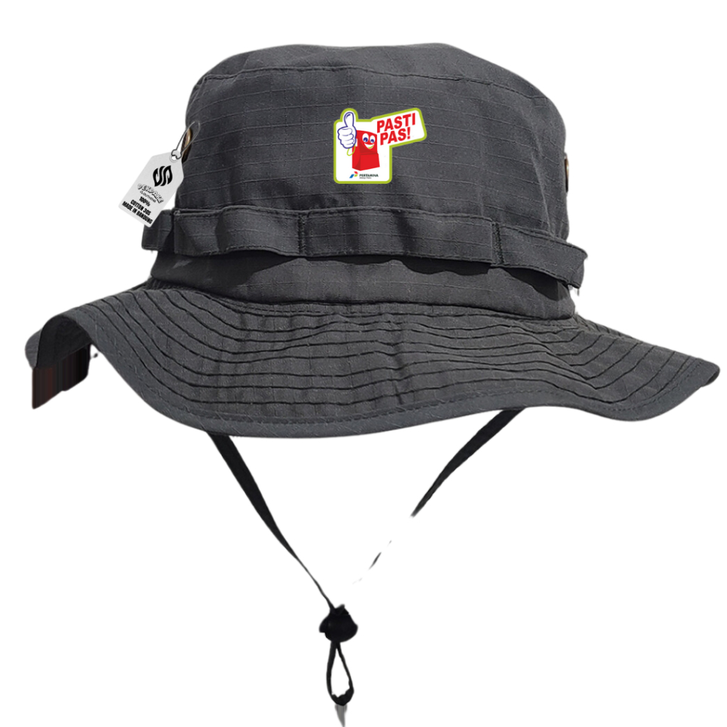 Topi Tropis Pertamina Pasti Pas / Topi Rimba Hiking Camping Logo Pasti Pas Pertamina