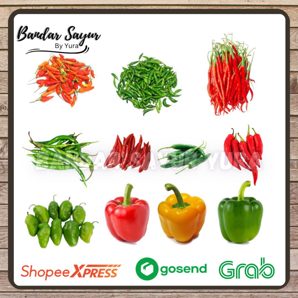 

250Gr - CABAI BANDAR SAYUR [ Cabe Rawit Merah - Hijau / Cabe Keriting Merah -Hijau / Cabe Besar TW Merah-Hijau / Cabe TANJUNG Merah / Cabe Gendot / Paprika Merah-Hijau-Kuning]