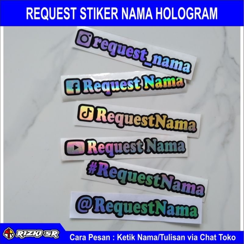 stiker hologram nama sendiri nama sosmed cutting stiker motor