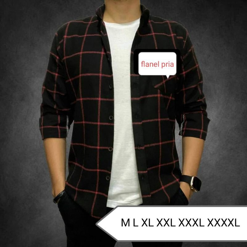 XXL XXXL XXXXL kemeja flanel pria wanita unisex flanel import lengan panjang