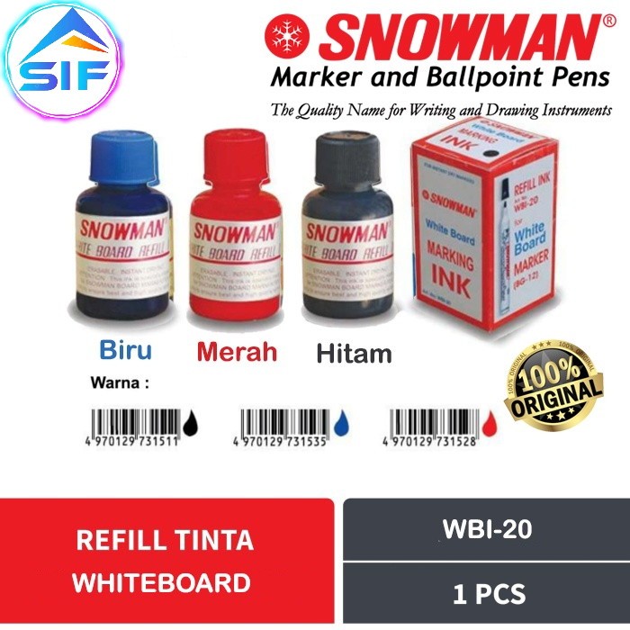 

Tinta Spidol Non Permanent Whiteboard Snowman Isi Ulang Sepidol Papan Tulis Refil Warna Hitam Biru Merah Hijau Asli Original Berkualitas