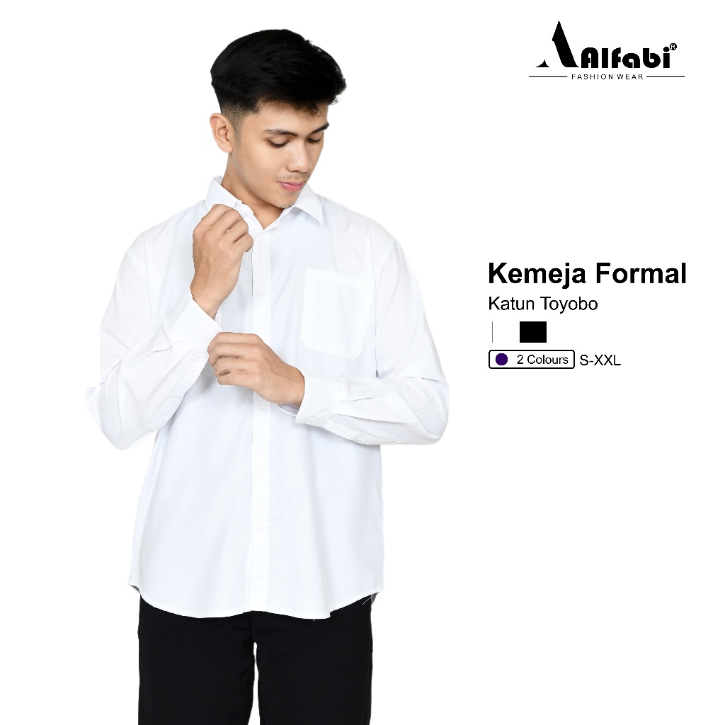 Alfabi - Kemeja Putih Pria Basic Formal Untuk Jas Blazer Kantoran