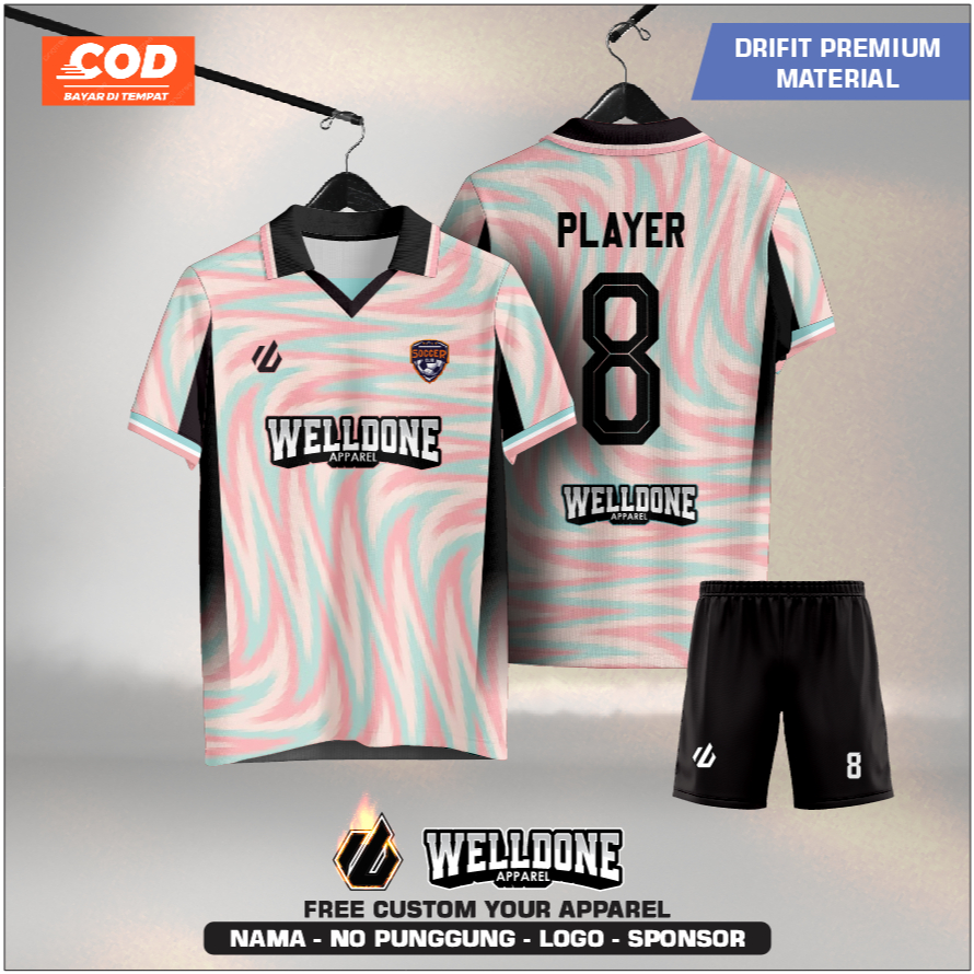 WELLDONE / JERSEY RETRO KERAH JERSY BOLA / FUTSAL / BULUTANGKIS / VOLLEY TERBARU SIMPEL TEAM KELAS