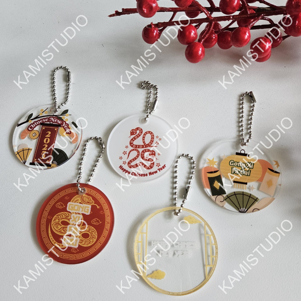 TAG AKRILIK CNY RECTANGULAR/ GANTUNGAN HAMPERS / UCAPAN CHINESE NEW YEAR/ GANTUNGAN UCAPAN / UCAPAN 