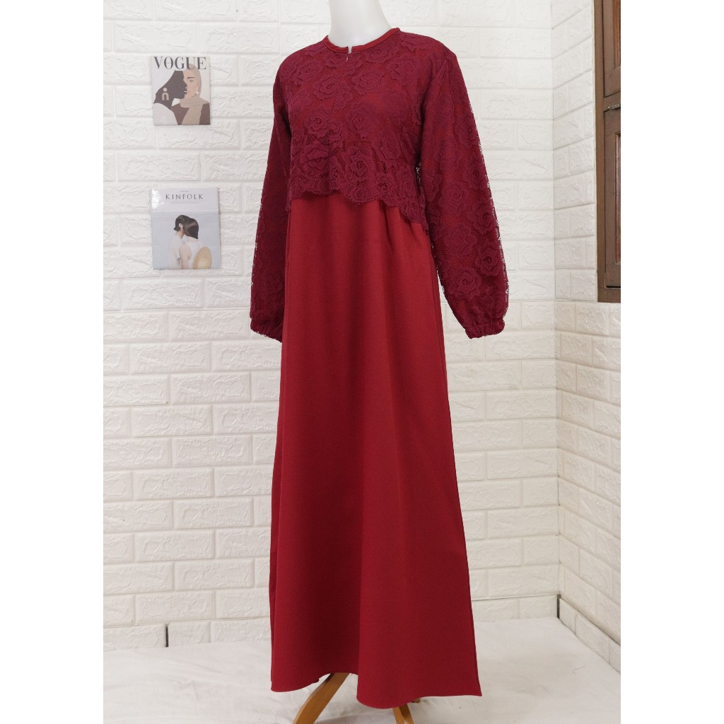 PRISCILLA DRESS GAMIS TERBARU REMAJA PEREMPUAN KEKINIAN / GAMIS BROKAT TERBARU / GAMIS MUSLIMAH WANI