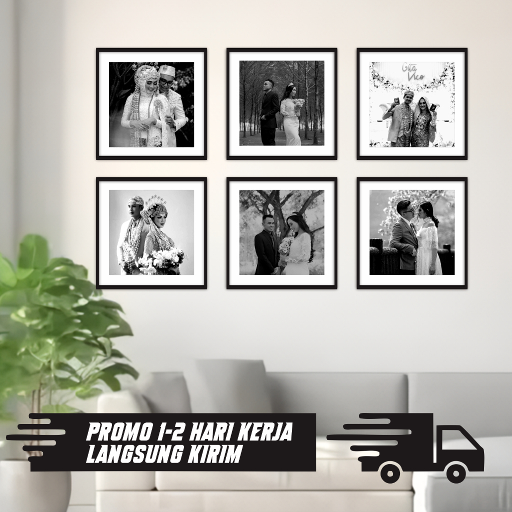 CETAK FOTO BINGKAI (Paket hemat 6 pcs) cetak foto bingkai  20 x 20cm papan bingkai FIBER HIASAN DIND