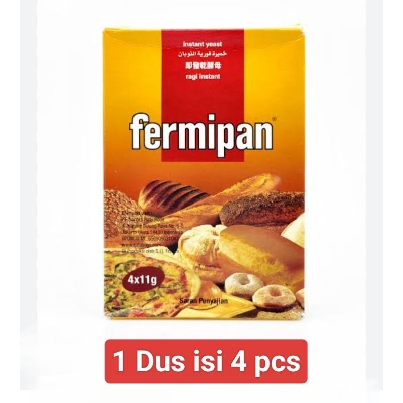 

Fermipan Ragi Instan 1 Pcs 11 gram dan 1 Dus isi 4 pcs