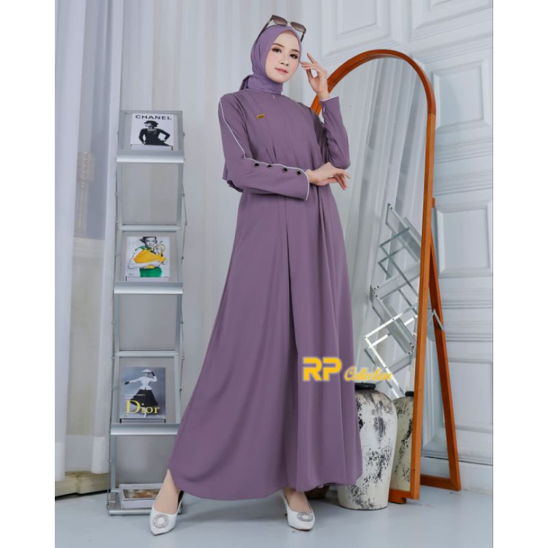 GamisAbayaInara/ Gamis Polos Kancing Lengan/ Gamis Bahan Wolfis Premium/ GamisElegan