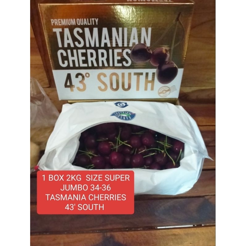 

TAMSMANIAN CHERY CHERRIES SIZE SUPER JUMBO 34-36 BUAH PER DUS 2KG