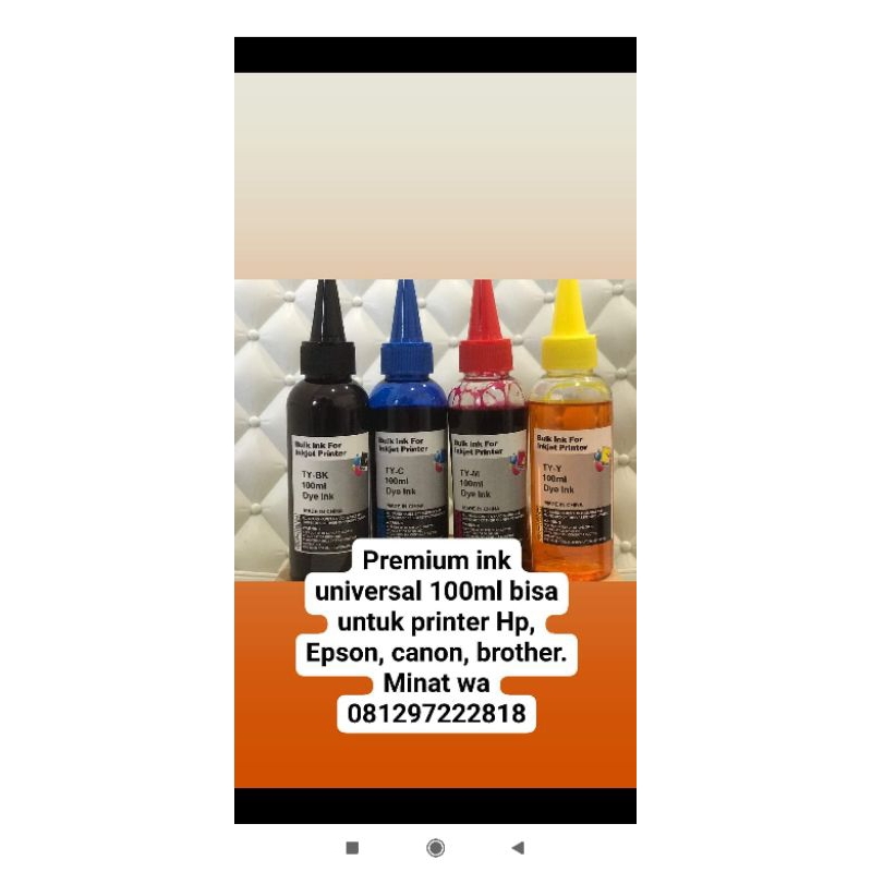 1 set Tinta Premium Ink Universal 100ml