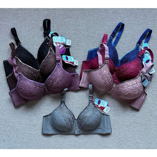 3PCS BRA JUMBO PIAOLI EMBOS RENDA 917/33 MODEL RENDA KAIT 3 BEST SELLER TERMURAH BRA WANITA PIAOLI C