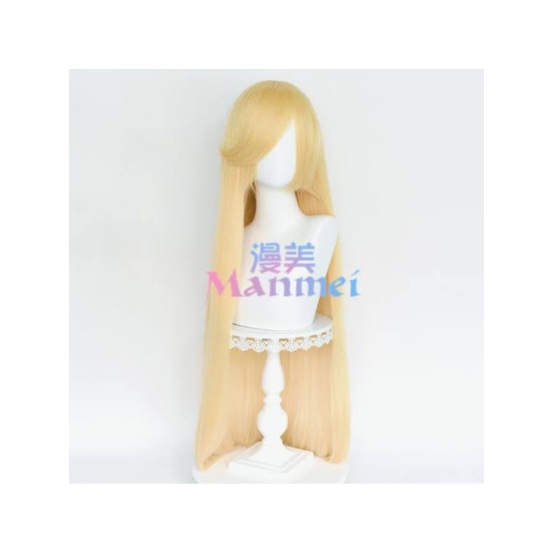 Wig Manmei Cosplay 100 cm Lurus + Poni Warna kuning