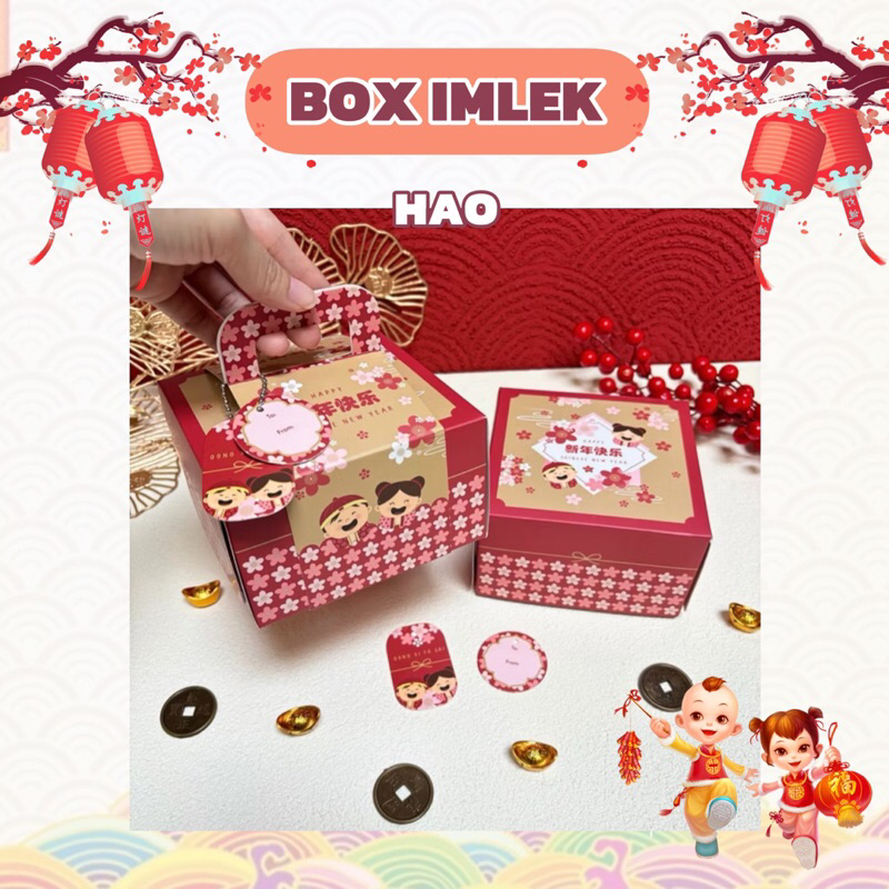 

HAO | Box Hampers Toples Bulat Persegi Imlek Kotak Gift Sincia Packaging Toples Kue Kering Chinese New Year CNY