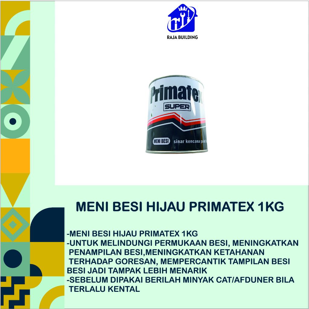 MENI BESI PRIMATEX HIJAU/MENI BESI/CAT DASAR BESI/CAT BESI/CAT BAJA