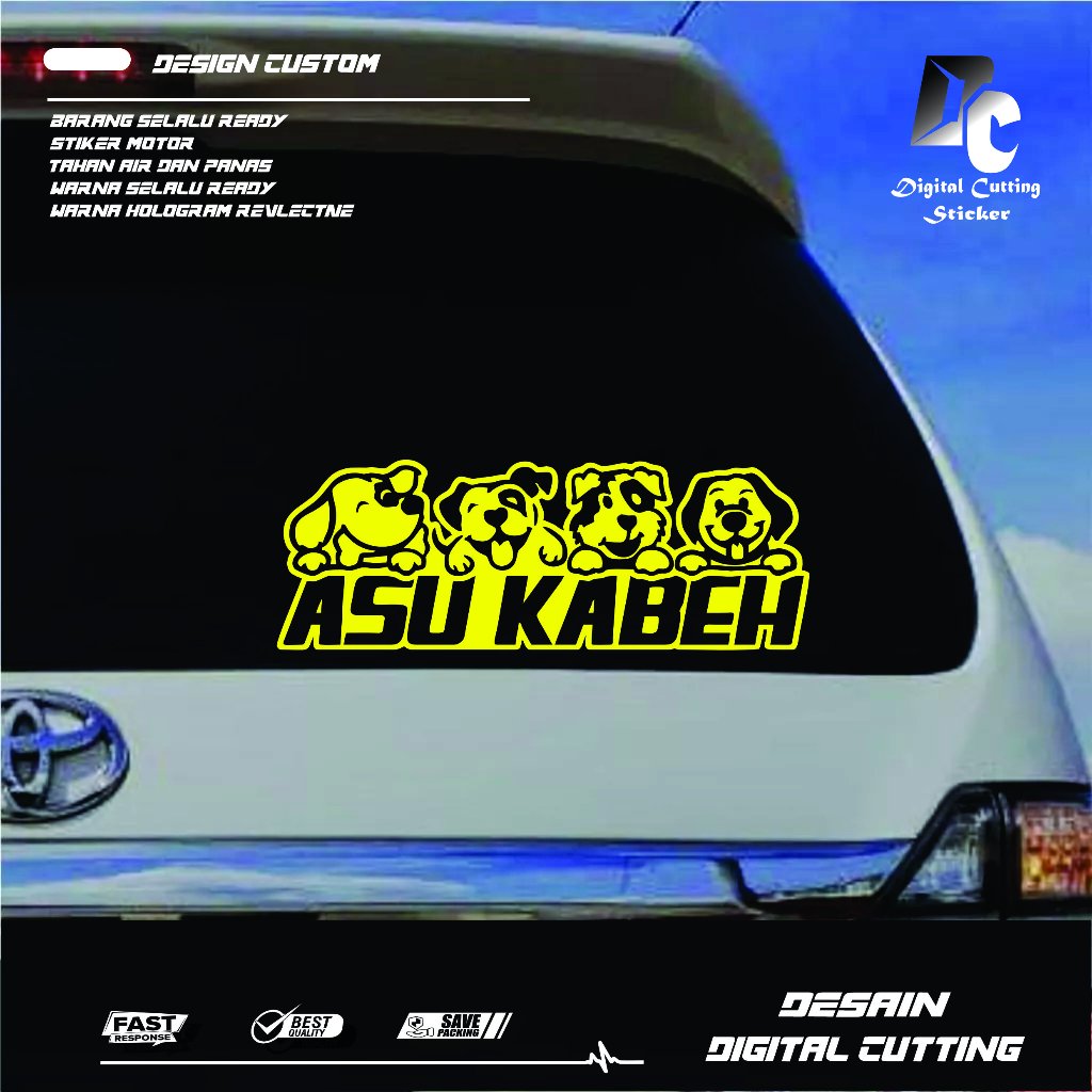 COD Asuu Kabeh Cutting Sticker Variasi Stiker Motor Mobil Anjing Lucu Wong Jowo