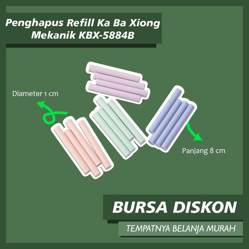

Penghapus Refill Ka Ba Xiong Mekanik KBX-5884B Diameter 1cm Refil Eraser
