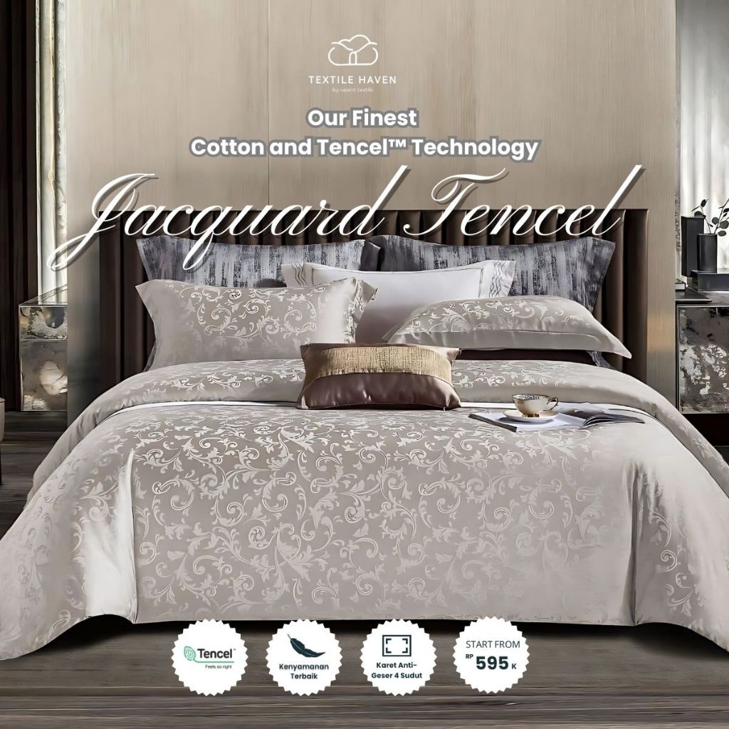 Sprei dan BedCover Jacquard Tencel Serat Bamboo Original 80s | Sprei KingKoil Sutra Emboss tinggi 40