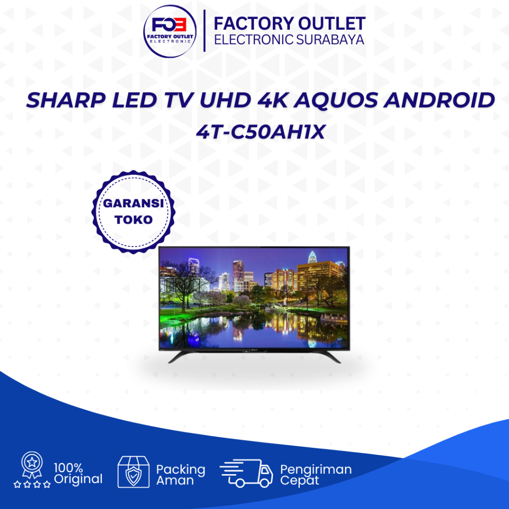 [ EKS - DISPLAY ] SHARP LED TV 4T-C50AH1X UHD 4K AQUOS ANDROID TV 50 Inch