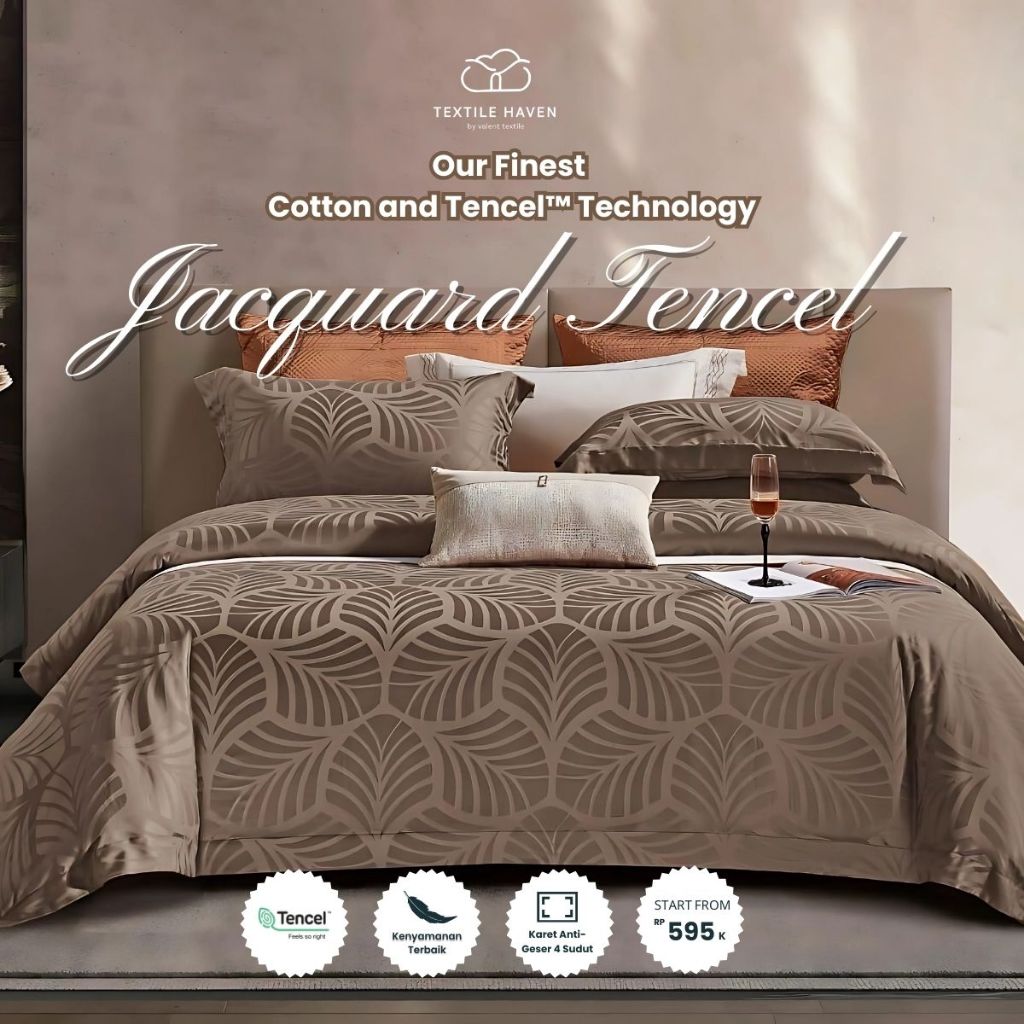 Sprei dan BedCover Jacquard Tencel Serat Bamboo Original 80s | Sprei KingKoil Sutra Emboss tinggi 40