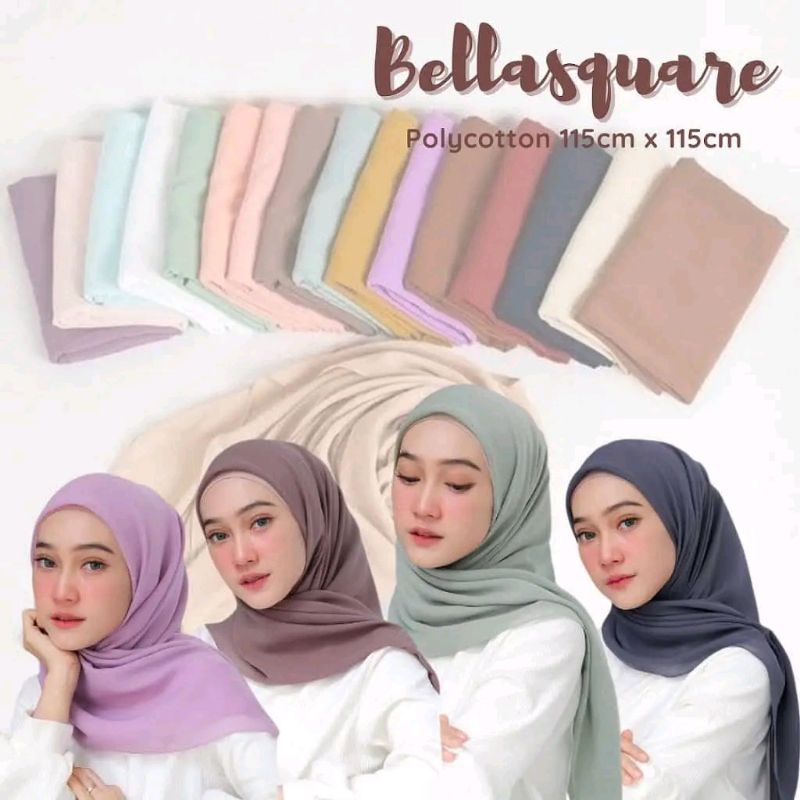 Bella Square || Jilbab Segi Empat || Uk 115 × 115 || Jilbab Bella Square || Nyaman Dipakai Sehari Ha