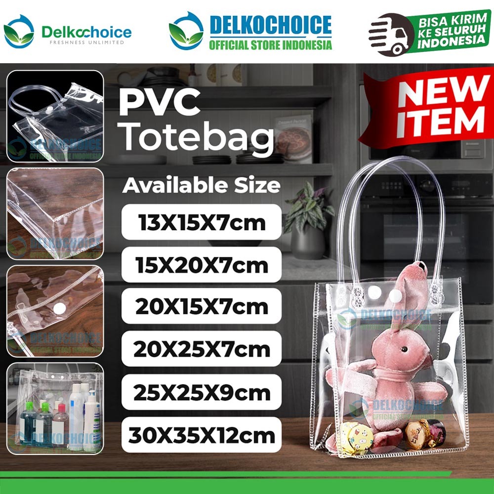 

PVC TOTE BAG Tas Mika Transparan Goodie bag Hampers Souvenir Ulang Tahun Snack Bening Polos DELKOCHOICE
