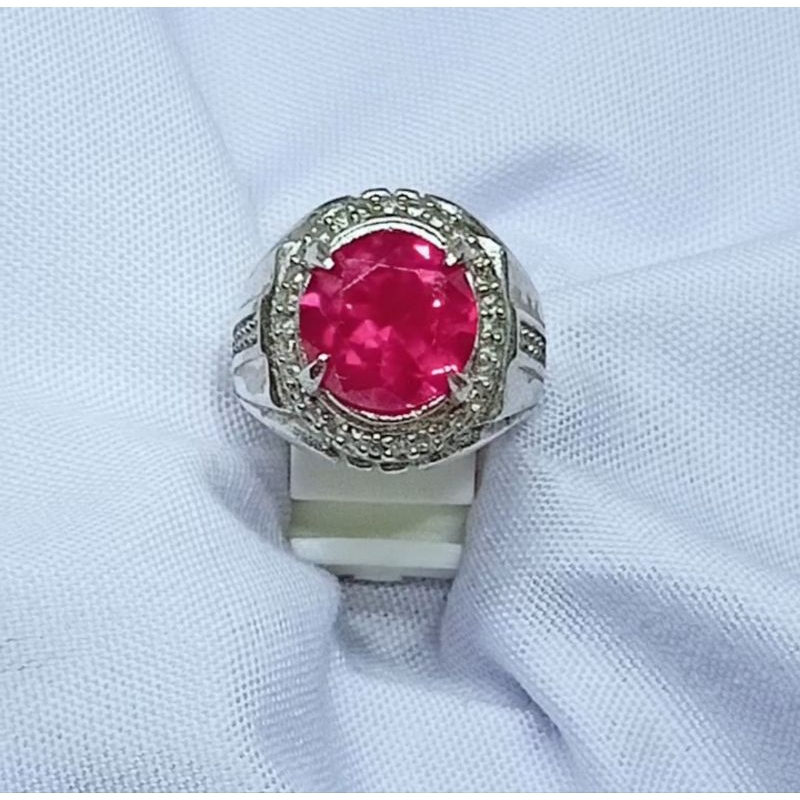 Cincin 100% Asli Red Moissanite