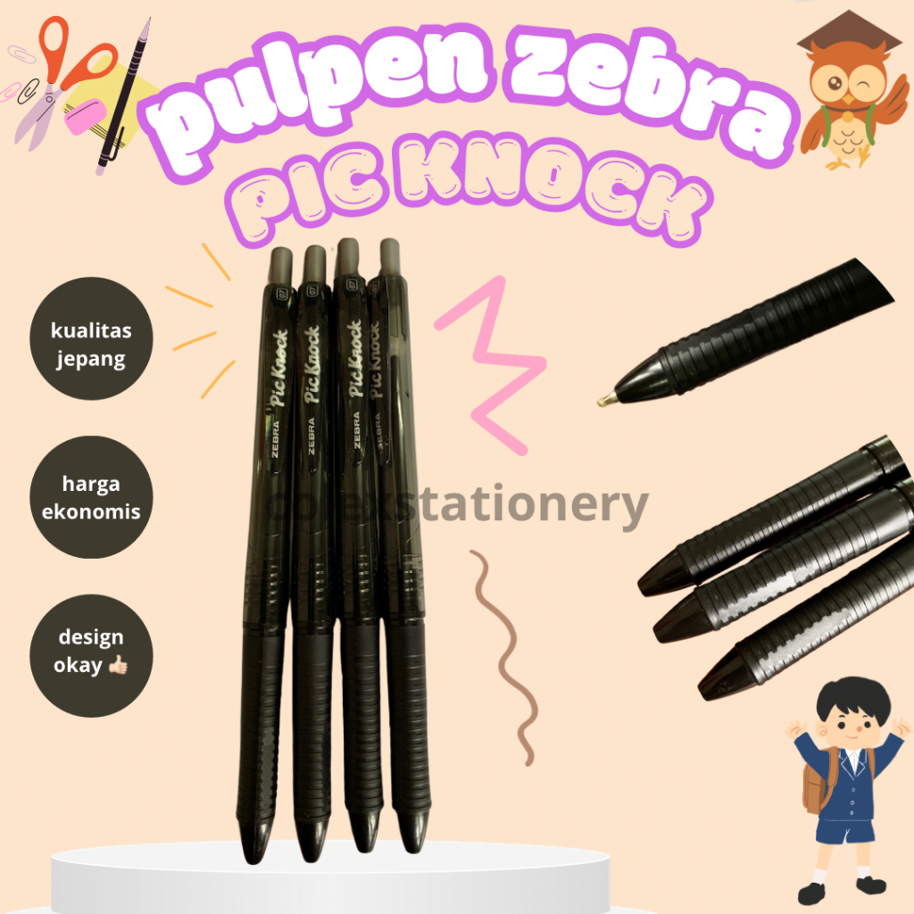 

Pulpen Zebra Warna Hitam Cetek / Pulpen Cetek Hitam Pic Knock Murah Kualitas Jepang Zebra 0.7mm (1 Pcs)