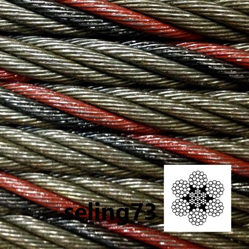 Seling baja hitam 16mm / Wire Rope Baja Ungalvanized M16 / Kawat Seling Baja 6x37 + IWRC 16mm