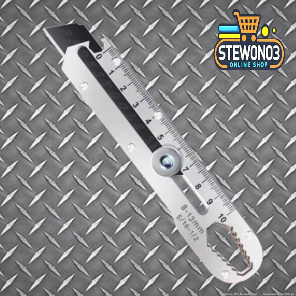 

Pisau Cutter Stainless 9in1 Multifungsi Mistar Pembuka Tutup Botol