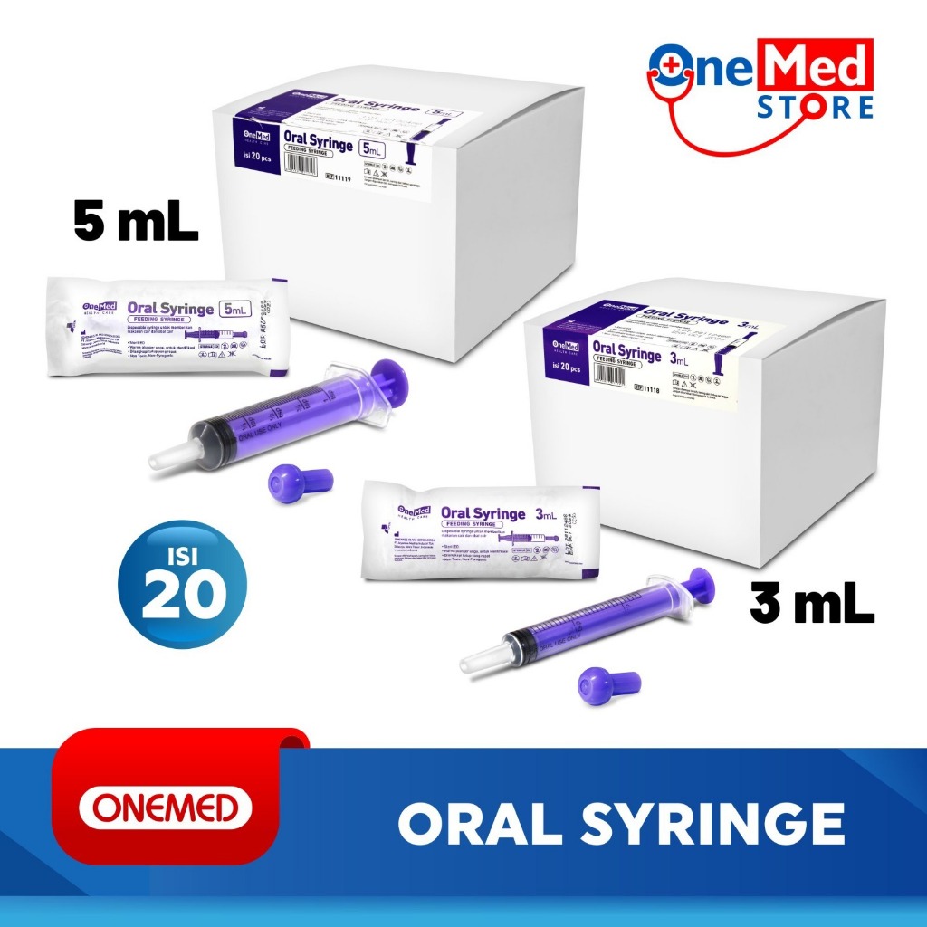 ONEMED Oral Feeding Syringe BOX Isi 20 Pcs - Alat Bantu Makan Minum Obat Cair OP