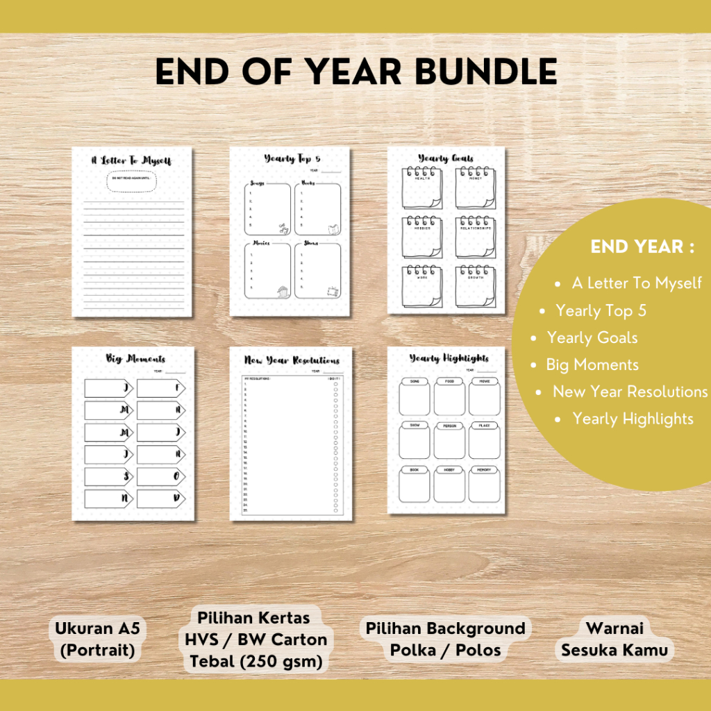 

BuJoKu End Of Year Bundle | Bullet Journal | Template Journaling Book | Bullet Journal Aesthetic | Jurnal Aesthetic