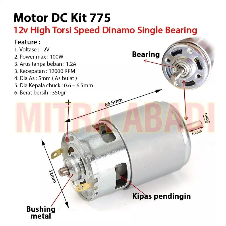 Dinamo MOTOR DC 12V HIGH SPEED & TORSI 775