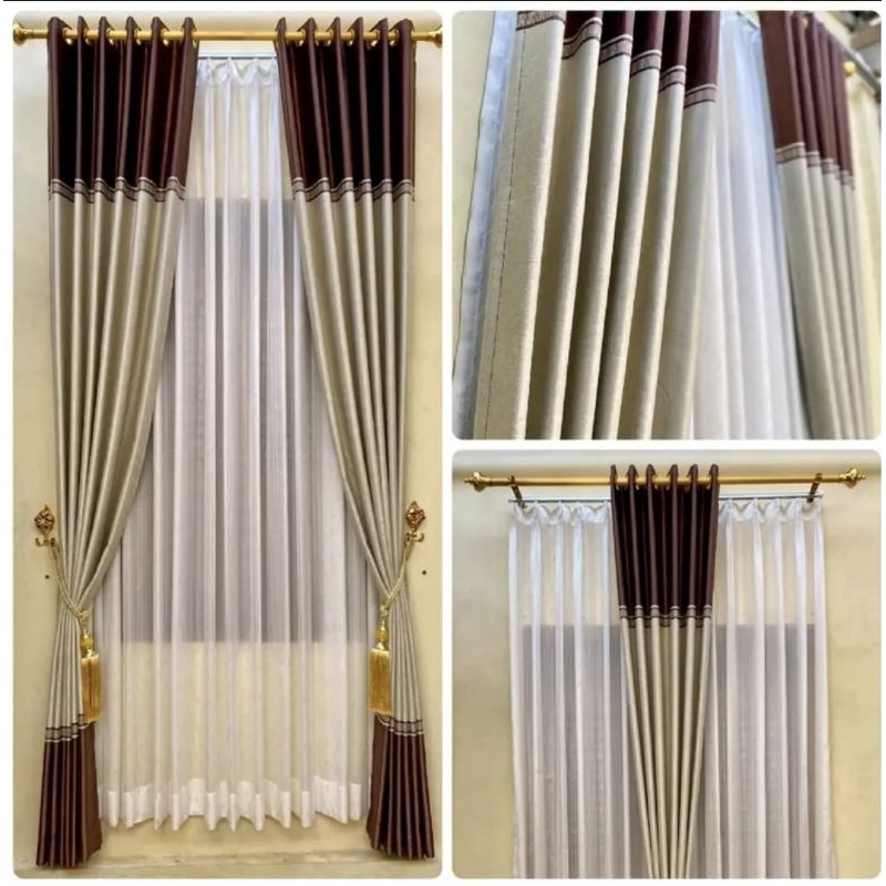 gorden jendela gorden tu gorden smokring blackout kombinasi PREMIUM serat bludru gorden jendela