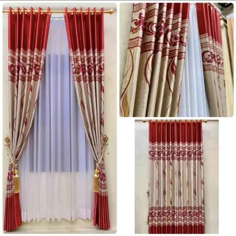 Gorden Jendela Gorden tu Gorden Smokring Blackout Kombinasi PREMIUM Serat Bludru Gorden Jendela