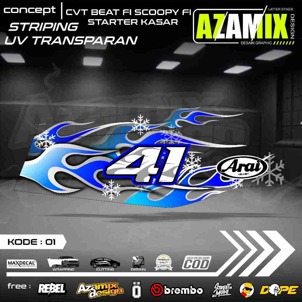 324 STICKER CVT MOTOR BEAT FI DAN SCOOPY FI (THN 2013-2016) - MOTIF API KEREN